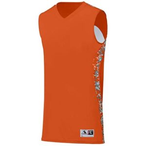 augusta sportswear boys hook shot reversible jersey, orange/orange digi, medium