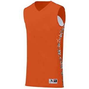 Augusta Sportswear Boys Hook Shot Reversible Jersey, Orange/Orange Digi, Medium