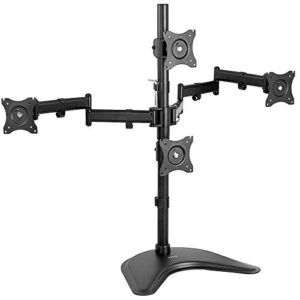 vivo quad lcd monitor desk stand mount, free-standing 3 plus 1, holds 4 screens up to 24 inches, stand-v004z