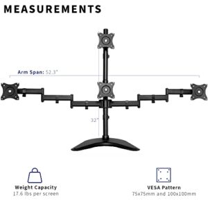 VIVO Quad LCD Monitor Desk Stand Mount, Free-Standing 3 Plus 1, Holds 4 Screens up to 24 inches, STAND-V004Z