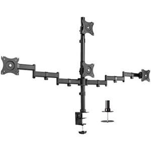 vivo quad monitor adjustable heavy duty mount, articulating stand for 4 lcd screens up to 24 inches stand-v004y