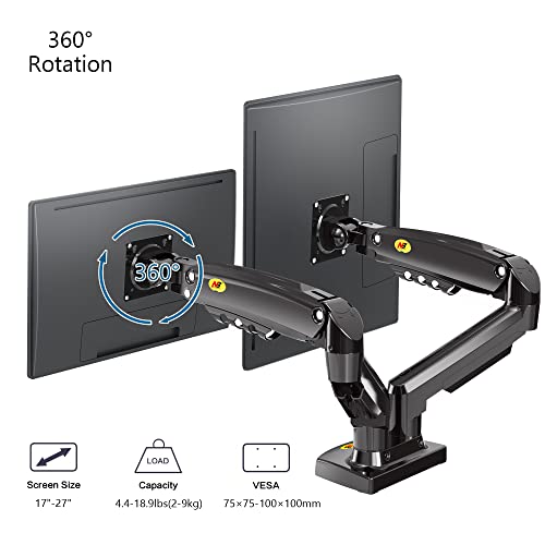 NB North Bayou Dual Monitor Desk Mount Stand Full Motion Swivel Computer Monitor Arm for Two Screens 17-27 Inch with 4.4~19.8lbs Load Capacity for Each Display F160