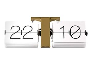 karlsson flip clock no case white, brass stand, steel, 8.5 x 36 x 14 cm
