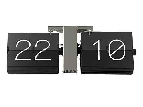 Karlsson Flip Clock No Case Black, Chrome Stand, Steel, 8.5 x 36 x 14 cm