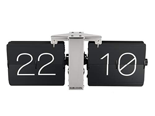 Karlsson Flip Clock No Case Black, Chrome Stand, Steel, 8.5 x 36 x 14 cm