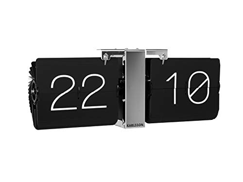 Karlsson Flip Clock No Case Black, Chrome Stand, Steel, 8.5 x 36 x 14 cm