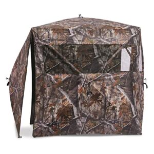 guide gear silent adrenaline pop-up hunting ground blind for deer, duck, and turkey hunting, 2-person tent