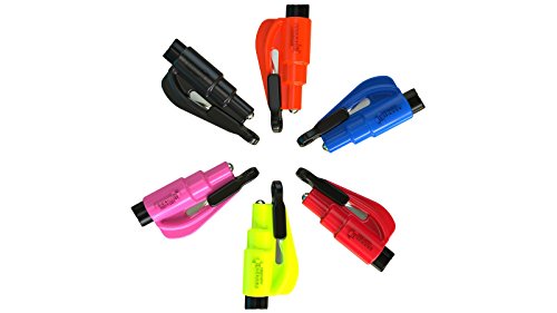 Resqme Pack of 2, The Original Emergency Keychain Car Escape Tool, 2-in-1 Seatbelt Cutter and Window Breaker, Made in USA, Safety Yellow