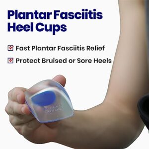 Heel Cups Plantar Fasciitis Inserts - Silicone Pads for Bone Spurs Pain Relief Protectors of Your Sore or Bruised Feet Best Insole Gels Treatment by Armstrong Amerika (Small)