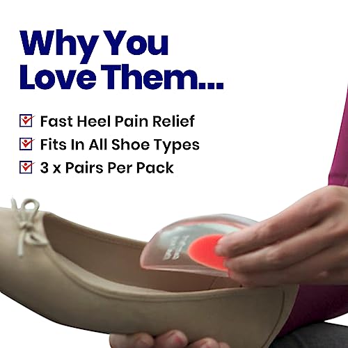 Heel Cups Plantar Fasciitis Inserts - Silicone Pads for Bone Spurs Pain Relief Protectors of Your Sore or Bruised Feet Best Insole Gels Treatment by Armstrong Amerika (Small)