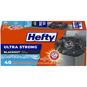 hefty ultra strong tall kitchen trash bags, blackout, clean burst, 13 gallon, 40 count