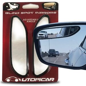 utopicar long blind spot car mirror - aesthetic convex blindspot mirrors, engineered design for side mirror (blindspot), up/down adjustable car blind spot mirror, rear view blind spot mirrors (2 pack)