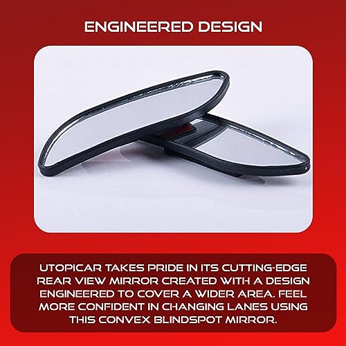 Utopicar Long Blind Spot Car Mirror - Aesthetic Convex Blindspot Mirrors, Engineered Design for Side Mirror (Blindspot), Up/Down Adjustable Car Blind Spot Mirror, Rear View Blind Spot Mirrors (2 Pack)