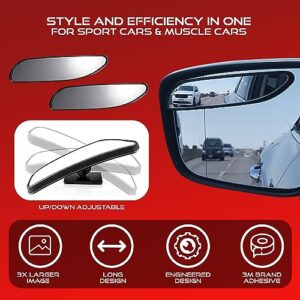 Utopicar Long Blind Spot Car Mirror - Aesthetic Convex Blindspot Mirrors, Engineered Design for Side Mirror (Blindspot), Up/Down Adjustable Car Blind Spot Mirror, Rear View Blind Spot Mirrors (2 Pack)