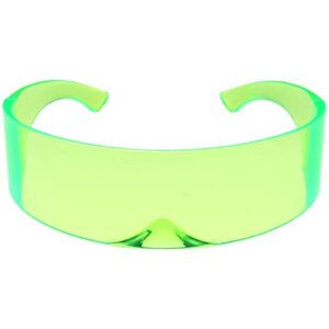 zerouv 80s futuristic cyclops cyberpunk visor sunglasses with translucent lens (green)