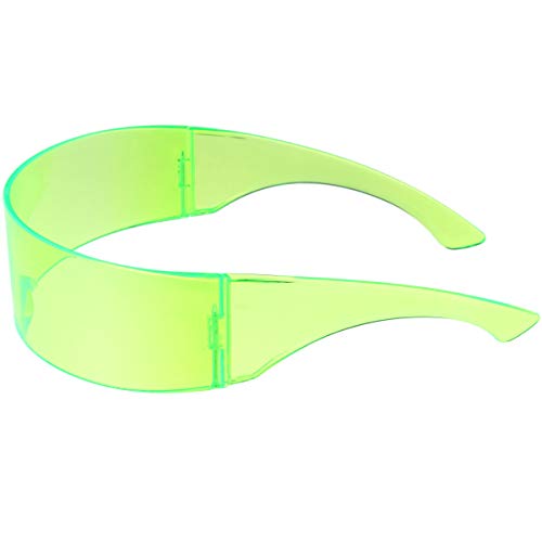 zeroUV 80s Futuristic Cyclops Cyberpunk Visor Sunglasses with Translucent Lens (Green)