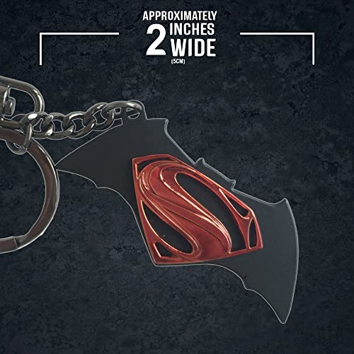 The Noble Collection DC Batman V Superman Logo Key Chain - 2in (5cm) Metal Keychain - Officially Licensed Film Set Movie Props Gifts, Multi-coloured, One Size, Batman VS Superman