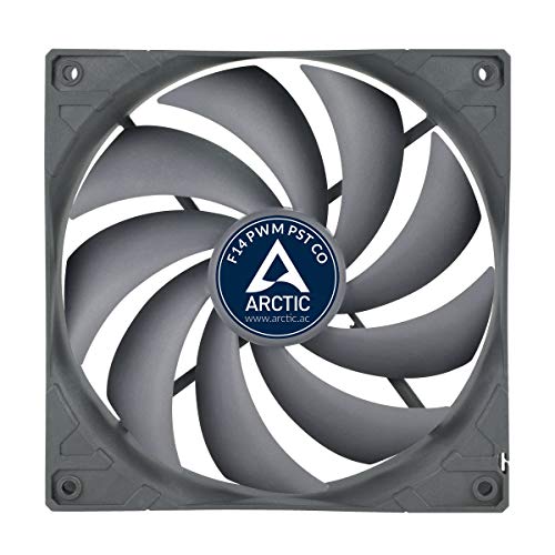 ARCTIC F14 PWM PST CO - 140 mm Case Fan with PWM Sharing Technology (PST), Dual Ball Bearing for Continuous Operation, Quiet, Computer, 200-1350 RPM - Grey