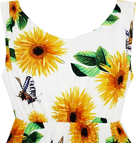 JE32 Girls Dress Sunflower Butterfly Hanky Hem Party Beach Necklace Size 8,Yellow,