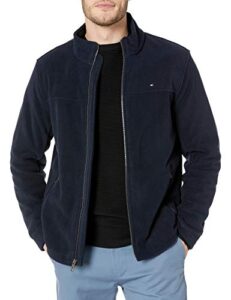 tommy hilfiger men's classic zip front polar fleece jacket, navy, xl