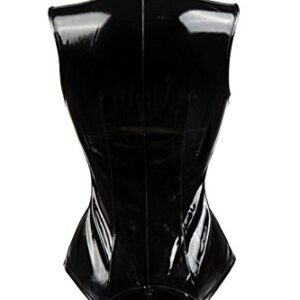 bslingerie Sexy Wet Look PVC Zip Up Clubwear Leather Bodysuit Teddy (Black Teddy, L)