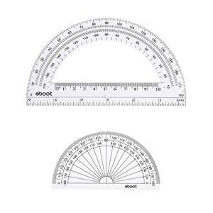 eboot plastic protractor protractor 180 degrees, 4 inch and 6 inch, clear, 2 pieces