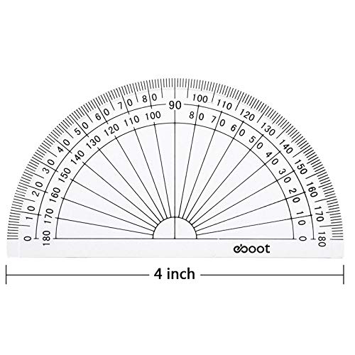 eBoot Plastic Protractor Protractor 180 Degrees, 4 Inch and 6 Inch, Clear, 2 Pieces