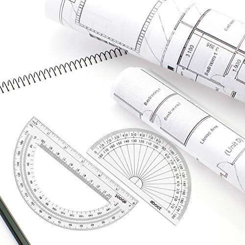 eBoot Plastic Protractor Protractor 180 Degrees, 4 Inch and 6 Inch, Clear, 2 Pieces