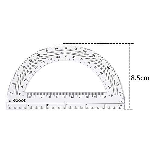 eBoot Plastic Protractor Protractor 180 Degrees, 4 Inch and 6 Inch, Clear, 2 Pieces