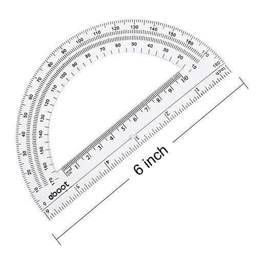 eBoot Plastic Protractor Protractor 180 Degrees, 4 Inch and 6 Inch, Clear, 2 Pieces