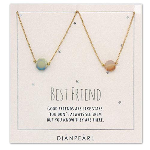 Best friend necklace, BFF Necklace, friendship necklace for 2, Gold dainty necklace, simulated gemstone necklace, valentines day