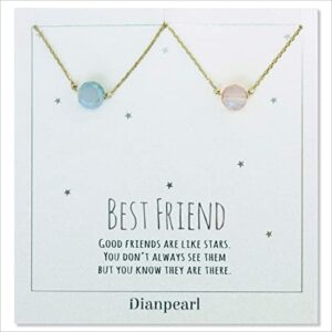 Best friend necklace, BFF Necklace, friendship necklace for 2, Gold dainty necklace, simulated gemstone necklace, valentines day