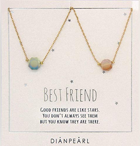 Best friend necklace, BFF Necklace, friendship necklace for 2, Gold dainty necklace, simulated gemstone necklace, valentines day