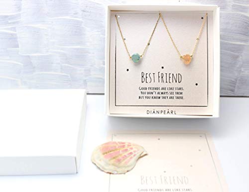 Best friend necklace, BFF Necklace, friendship necklace for 2, Gold dainty necklace, simulated gemstone necklace, valentines day