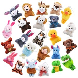 JOYIN 24 Pack Mini Animal Plush Toy Assortment (24 Units 3" Each), Animals Keychain Decoration for Kids, Small Stuffed Animal Bulk for Kids, Carnival Prizes, School Gifts