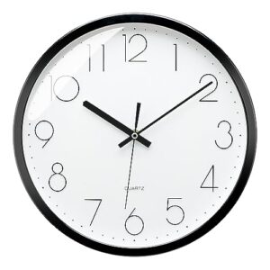 plumeet black wall clock non ticking silent quartz round clock decorate bedroom home kitchen office - battery operated (white)