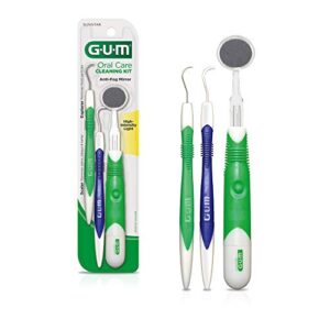 gum - 832rb oral care cleaning kit - lighted mirror, explorer pick, and scaler