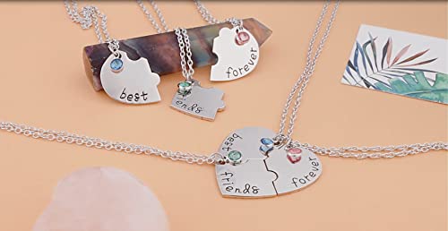 Top Plaza Best Friends Forever and Ever Necklaces for 3 BFF Heart Puzzle Matching Alloy Pendant Necklaces Set Friendship Jewelry for Sisters (Silver)