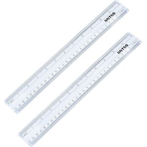 2 pack plastic ruler straight ruler measuring tool 12 inches (clear, 31.4 x 3.8 x 0.3 cm)