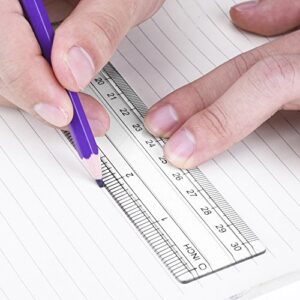 2 Pack Plastic Ruler Straight Ruler Measuring Tool 12 Inches (Clear, 31.4 x 3.8 x 0.3 cm)