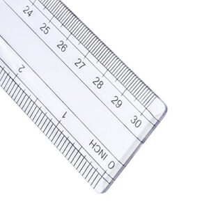 2 Pack Plastic Ruler Straight Ruler Measuring Tool 12 Inches (Clear, 31.4 x 3.8 x 0.3 cm)