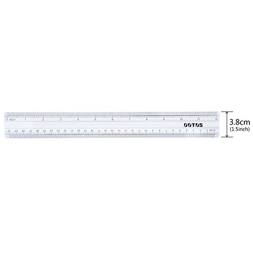 2 Pack Plastic Ruler Straight Ruler Measuring Tool 12 Inches (Clear, 31.4 x 3.8 x 0.3 cm)