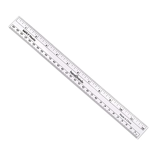 hand2mind 12 inch Transparent, Flexible Safe-T Plastic Rulers, Flat 12 in. Flexible Rulers, Safety Ruler for Measurement, Safety Kids School Supplies, Straight Shatter-Resistant Rulers (Pack of 24)