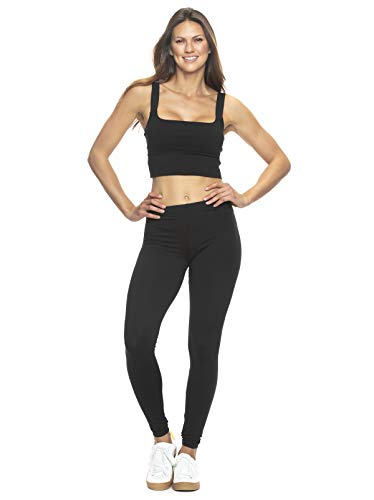 Felina Velvety Super Soft Lightweight Style C2801 Leggings 2-Pack - for Women - Yoga Pants, Workout Clothes (Black, Large)