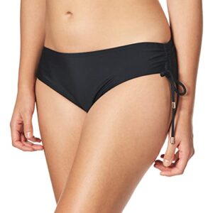 calvin klein women's side shirred bikini swimsuit bottom, black solid, x-small