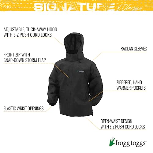 FROGG TOGGS unisex adult Classic Pro Action Waterproof Breathable Rain Jacket, Black, 3X-Large US