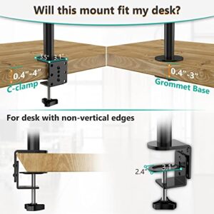 WALI Extra Tall Dual LCD Monitor Fully Adjustable Desk Mount Fits 2 Screens up to 27 inch, 22 lbs. Weight Capacity per Arm (M002XL), Black