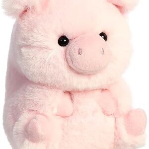 Aurora® Round Rolly Pet™ Prankster Pig™ Stuffed Animal - Adorable Companions - On-The-Go Fun - Pink 5 Inches