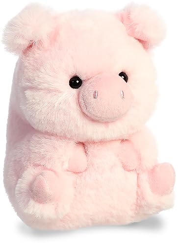 Aurora® Round Rolly Pet™ Prankster Pig™ Stuffed Animal - Adorable Companions - On-The-Go Fun - Pink 5 Inches