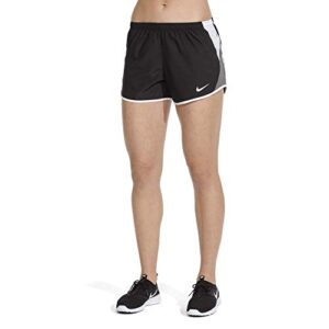 nike women's dry 10k running shorts, black/white/dark grey/wolf grey, large
